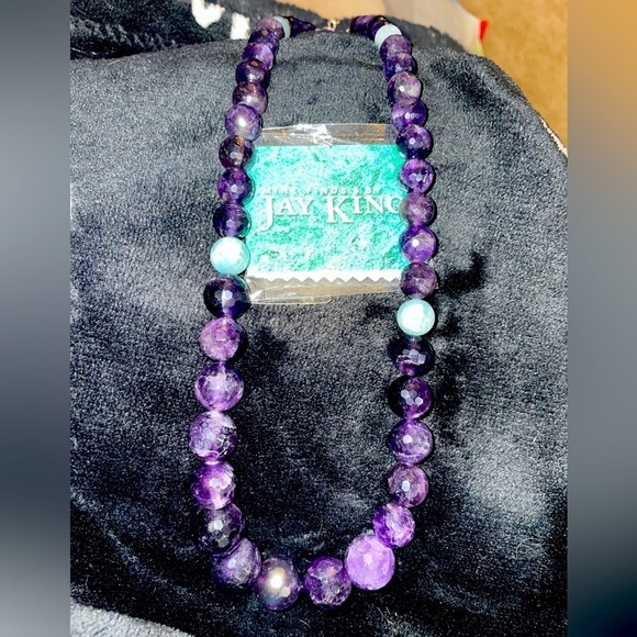 Amethyst & Turquoise bead necklace by Jay King - Picture 5 of 11